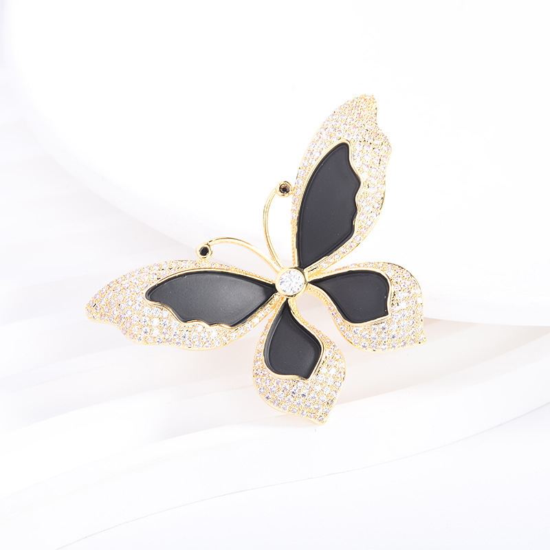 ZHIWEI zirconium butterfly brooch high-class sense of hand-painted enamel chic insect corsage high-end coat suit brooch