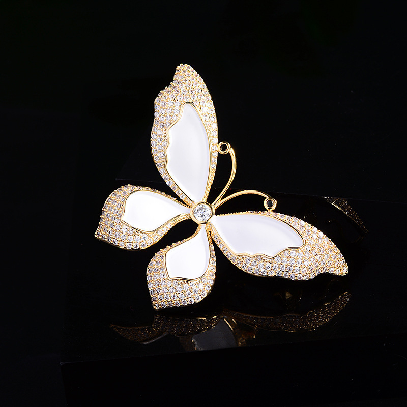 ZHIWEI zirconium butterfly brooch high-class sense of hand-painted enamel chic insect corsage high-end coat suit brooch