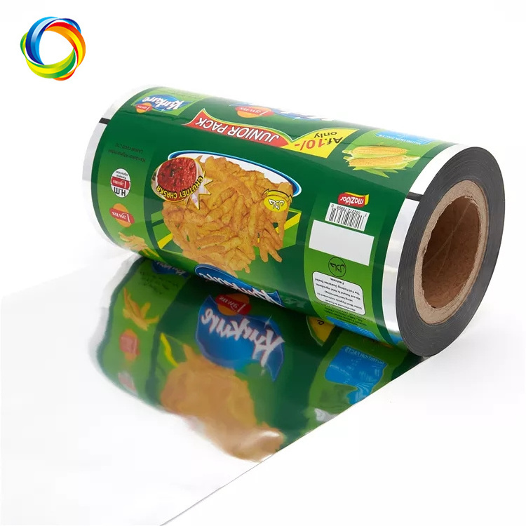 Custom Heating Seal Flexible Packaging Roll Film For Snack Cookie Potato Tortilla Corn Veggie Grain Plantain Banana Chips