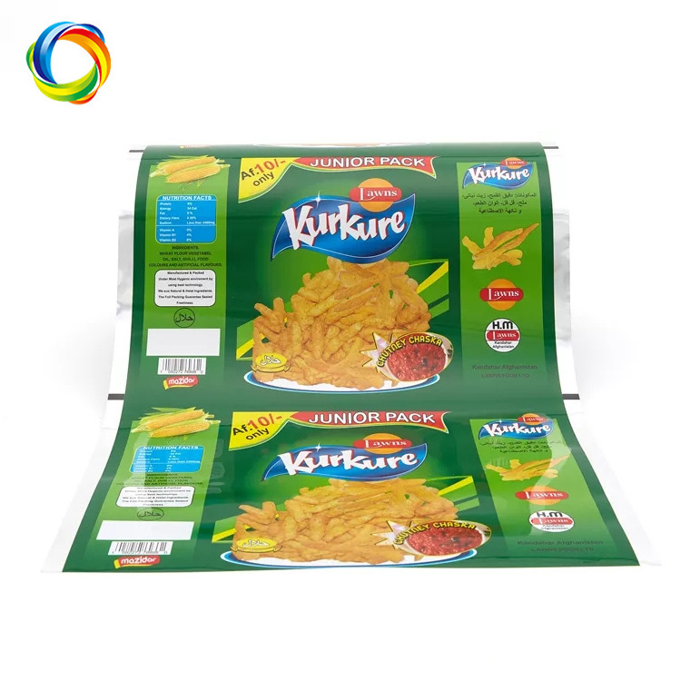 Custom Heating Seal Flexible Packaging Roll Film For Snack Cookie Potato Tortilla Corn Veggie Grain Plantain Banana Chips