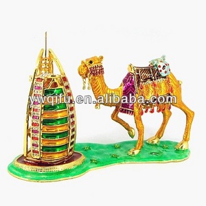 new Arab Gold enamel Arab camel and Dubai tower plated gift box trinket box for home decoration(QF3879)