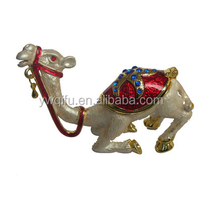 QF Indian enamel camel metal handmade trinket box crystal gift box decoration