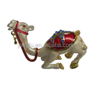 QF Indian enamel camel metal handmade trinket box crystal gift box decoration