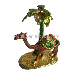 Arab new metal enamel camel and coconut crystal gift item pewter trinket camel trinkets gift home decoration(QF2649)