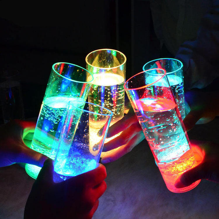 Glow Party In The Dark Water Liquid Activated led Light Up Custom Drinking Glass Luminous Cup Neon Party Supplies Led Light