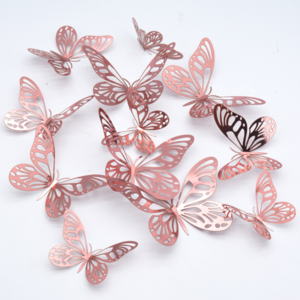 12 Pcs/Pack Gold Color Hollow 3D Butterfly Decor Wall Sticker Set For Wedding Party Decoration Room Decoration 3D Butterfly