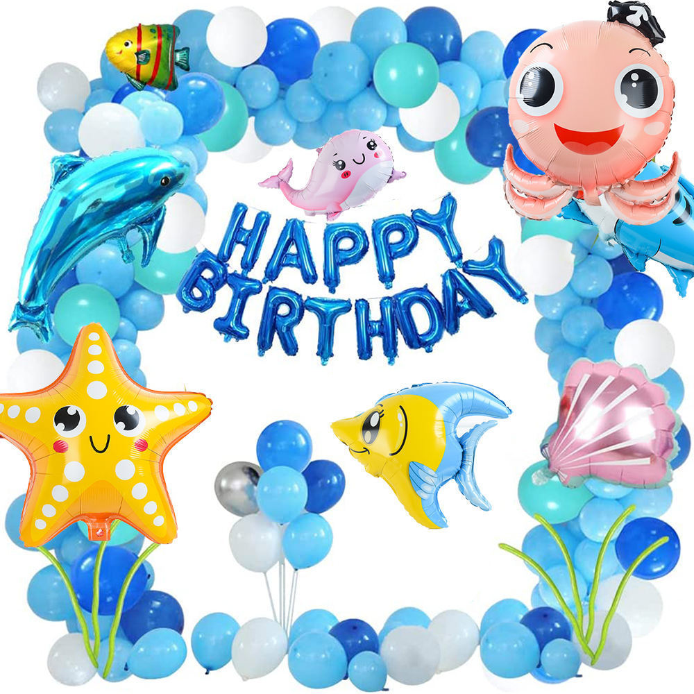 Large Sea Creatures Balloons Tropical Fish Balloons for Kid Birthday Party Decorations Sea Animal Balloons