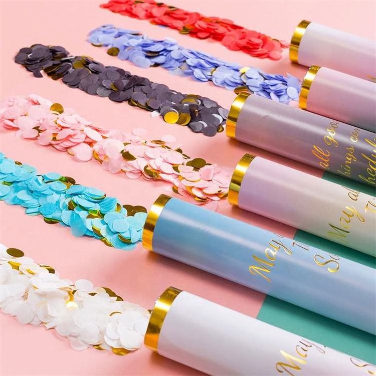 Wholesale Custom Solid Confetti Powder Cannon Popper Biodegradable  Confetti Push Pop For Birthday Party Weeding Decoration