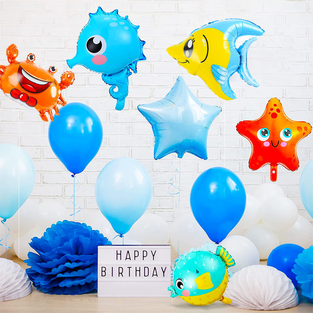 Large Sea Creatures Balloons Tropical Fish Balloons for Kid Birthday Party Decorations Sea Animal Balloons