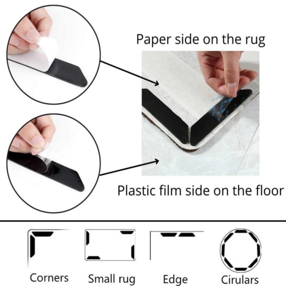 Non Slip Reusable Rug Gripper - Sticker - Tape- Anti Slip Rug Underlay Rug Grips