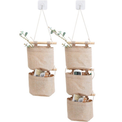 Cotton Linen Fabric Closet Detachable Foldable Washable Hanging Storage Bag with Over The Wall Door Small Organizer