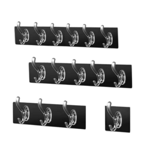 Kitchen Bathroom Clear Plastic Glue Hooks Six Rows Nail Free Hooks Wall Hanger