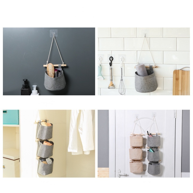 Cotton Linen Fabric Closet Detachable Foldable Washable Hanging Storage Bag with Over The Wall Door Small Organizer