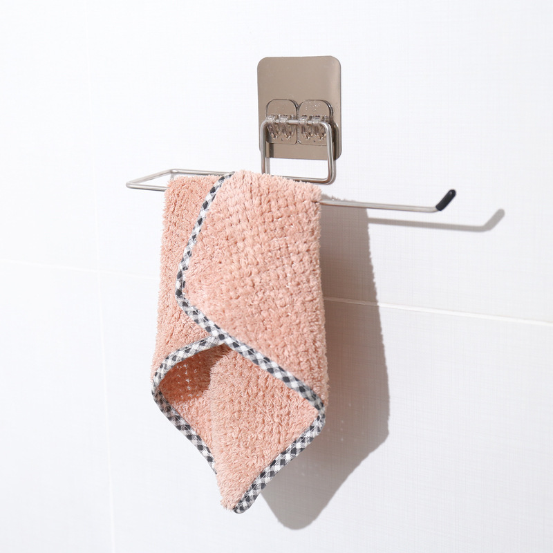 Kitchen Paper Roll Holder Bathroom Toilet Paper Storage Rack Towel Rack Hanging Rag Holder Self Adhesive Kitchen Hook