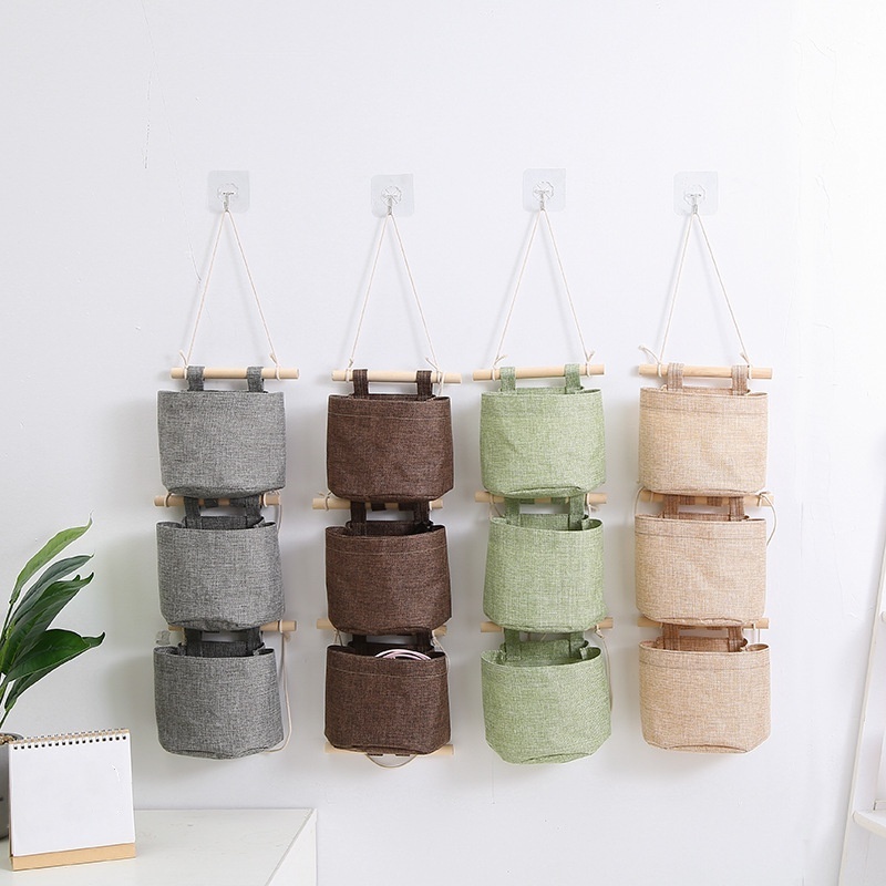 Cotton Linen Fabric Closet Detachable Foldable Washable Hanging Storage Bag with Over The Wall Door Small Organizer