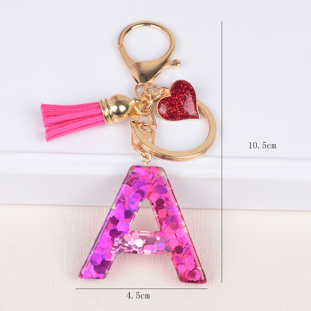 Factory Direct Red Heart sequin letter keychain can be customized for the perfect gift for couples