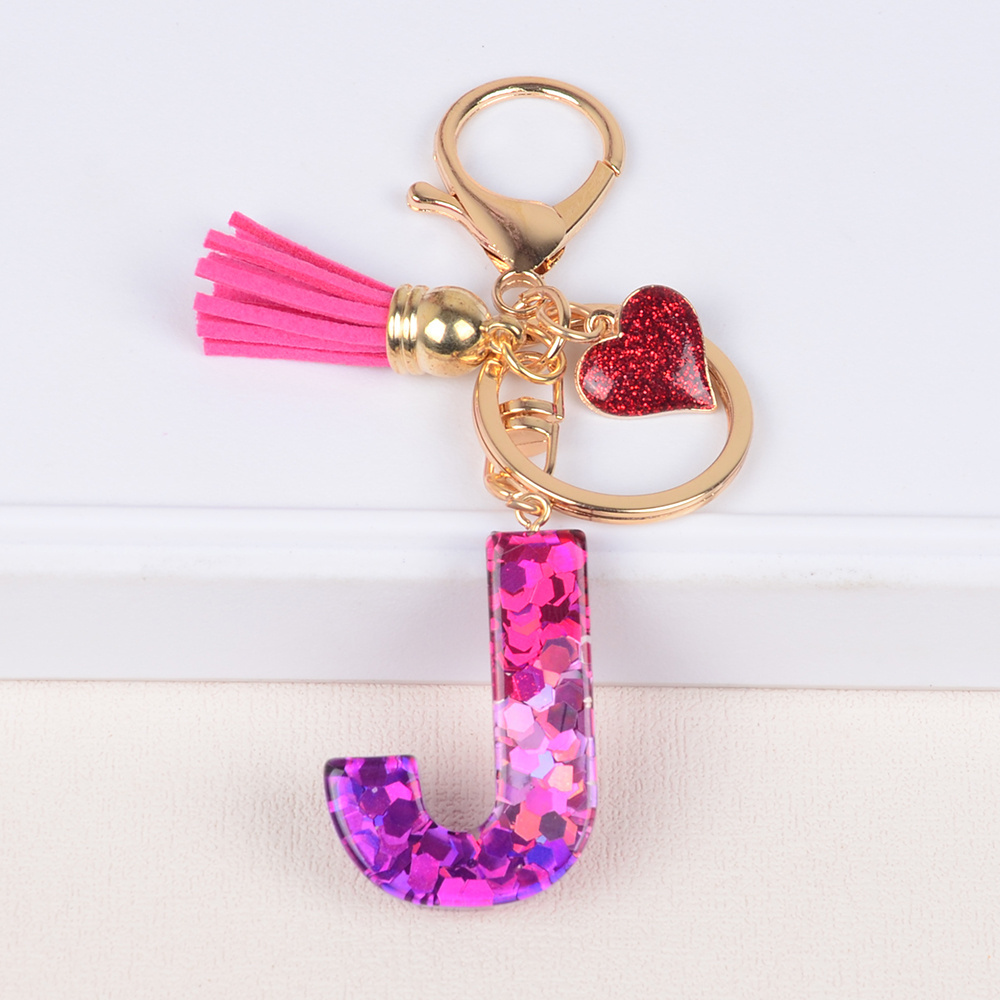 Factory Direct Red Heart sequin letter keychain can be customized for the perfect gift for couples