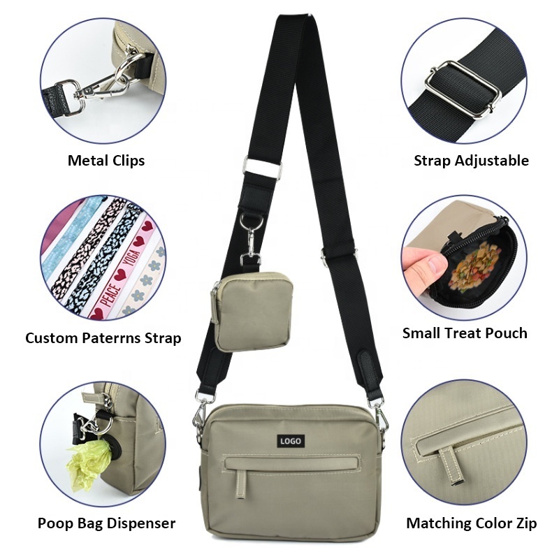 Custom Colors Logo Dog Walking Crossbody Bum Bag Fanny Pack Waterproof Dog Walking Bag with Poop Bag Dispenser