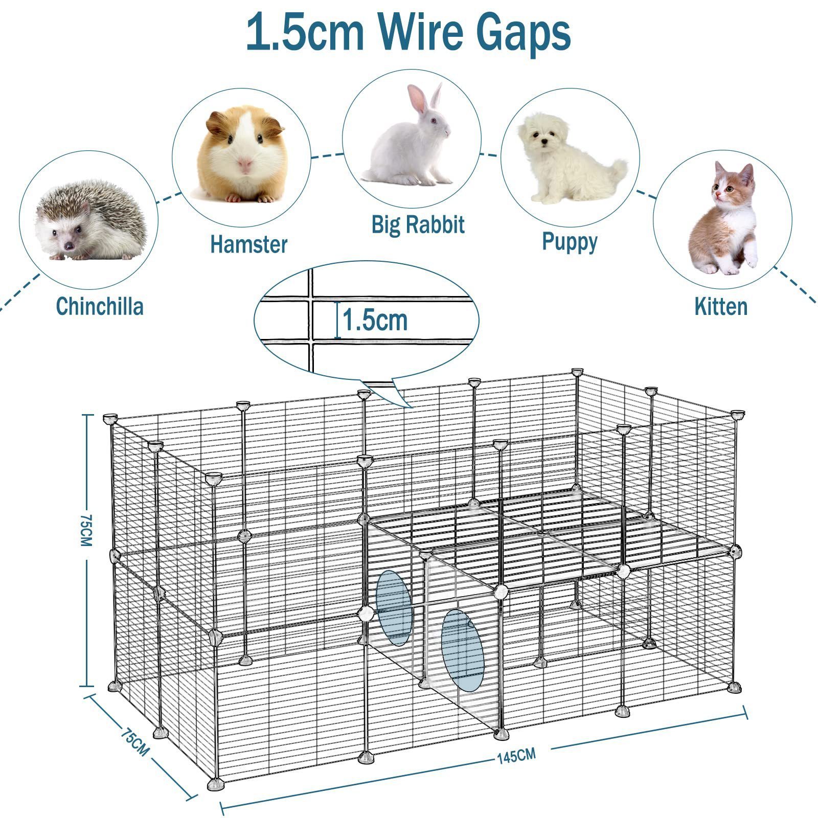 DIY OEM Small Animal Metal Wire Indoor Outdoor Yard Dog Playpen 12pcs Panels Portable Rabbit Pet Fence