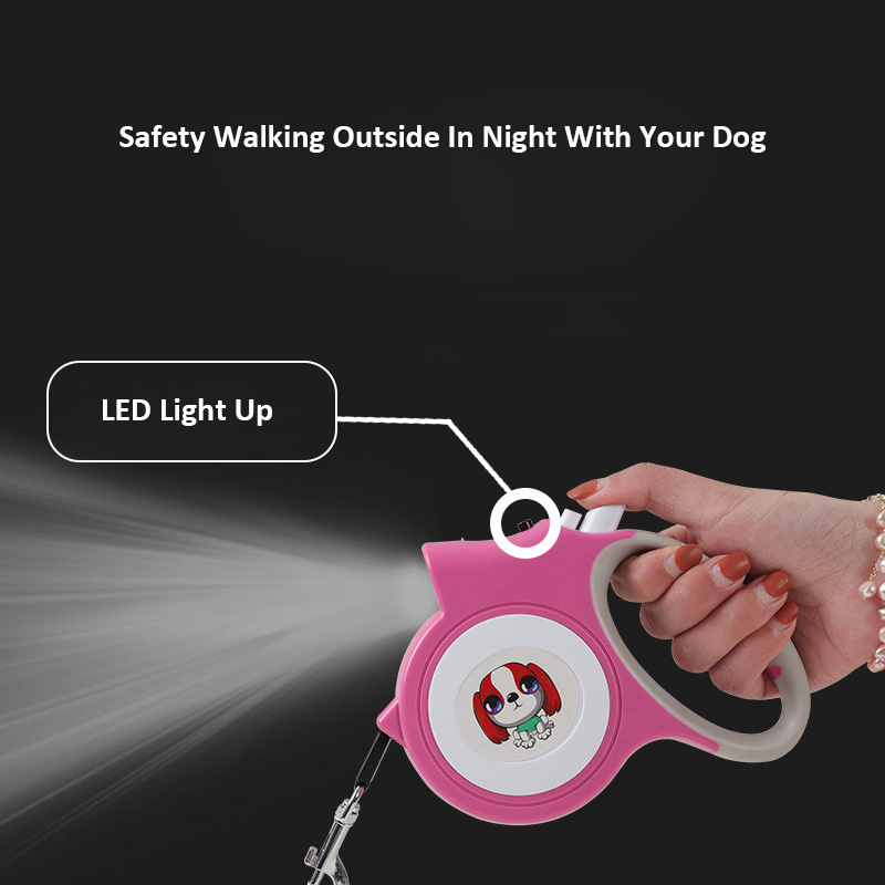 New Style Handmade Retractable Lighter Dog LED Leash Wholesale 5M Dog Leash With Light