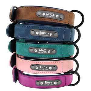 Manufacturer Custom Logo Dog Collar Leather Name Plate Adjustable Dog Collar