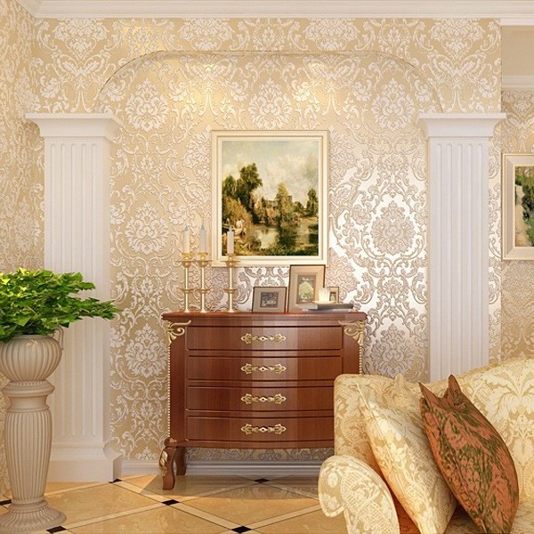 European non-woven wallpaper bedroom living room sofa TV backwall 3D three-dimensional embossed wallpaper