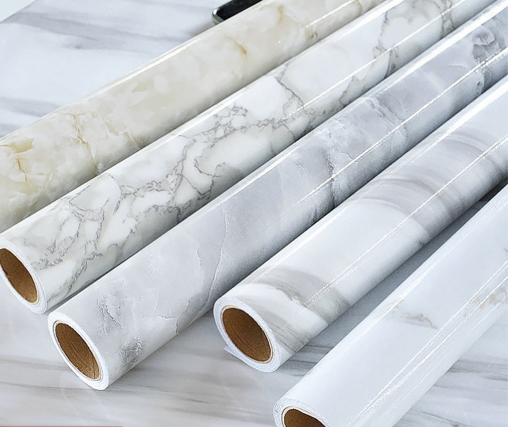 Manufacturers Wholesale Self-Adhesive Marble Stickers Waterproof Kitchen Furniture Renovation Wallpaper