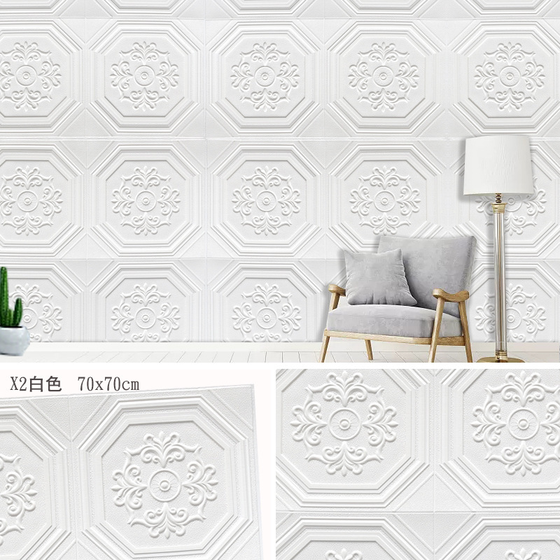 3D Bedroom Decoration Waterproof Wall Stickers Thickened Self-Adhesive Foam Soft Wrap Insulation Wall Paper