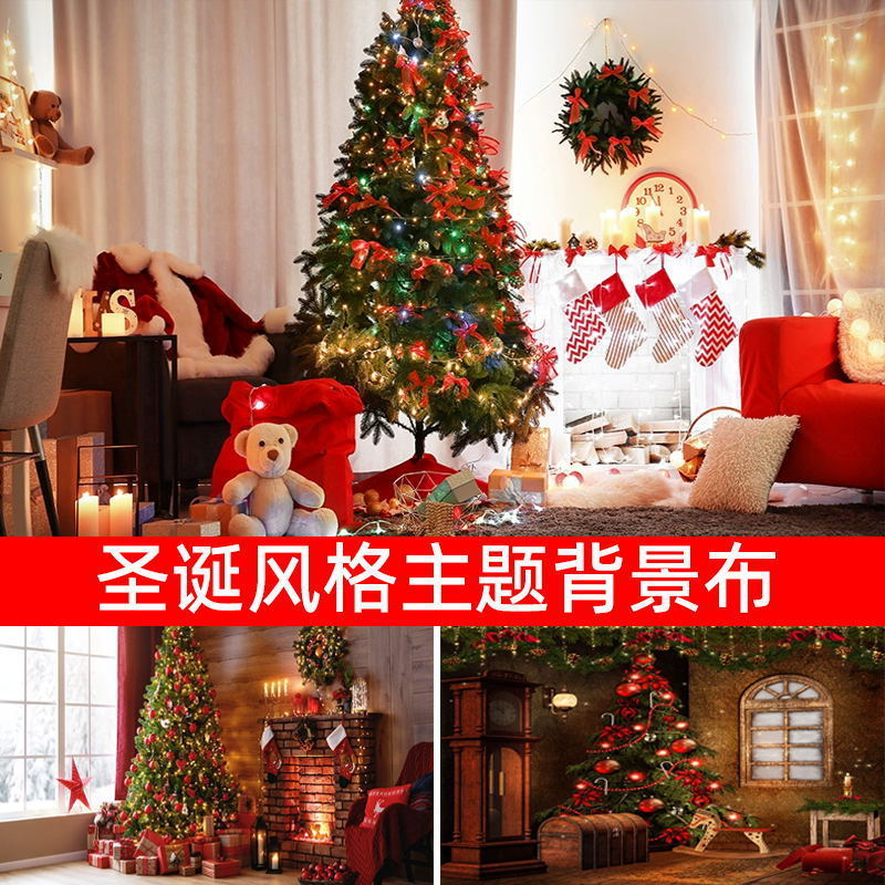 Christmas Background Cloth Photo Christmas Theme Room Decoration Wallpaper