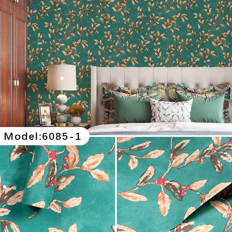 Plant Flower Wallpaper Self-Adhesive Wholesale Moisture-Proof Bedroom Decoration Wallpaper