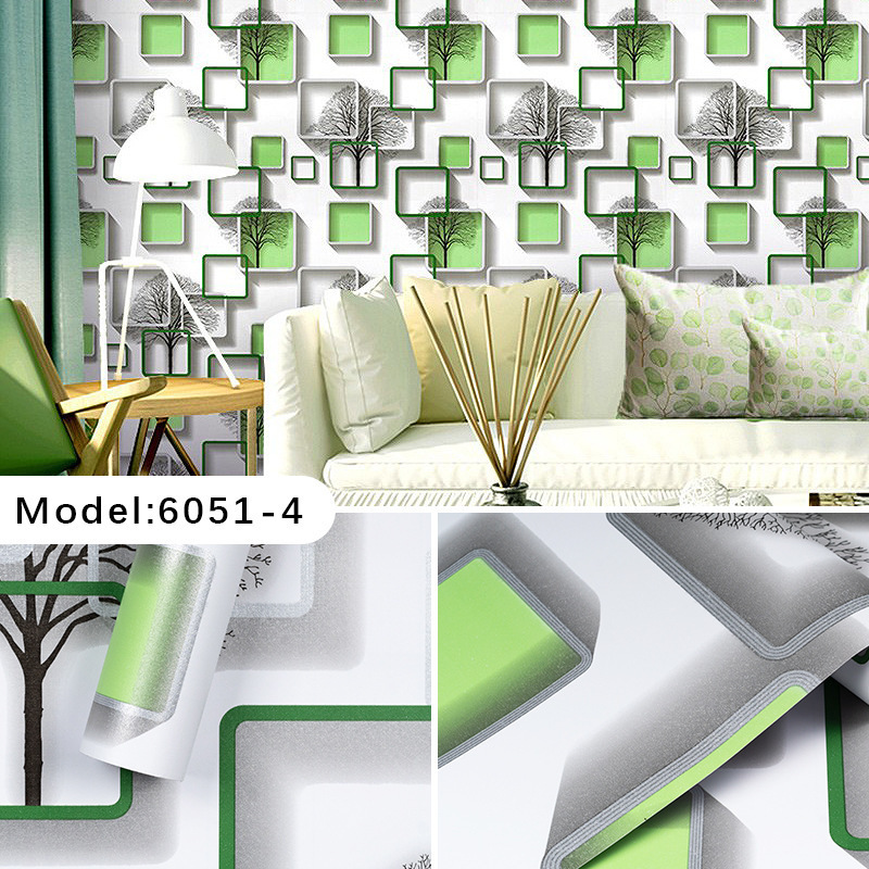 Simple Wall Plaid Tree Pattern Wallpaper Self-Adhesive Bedroom Ktv Decoration Wallpaper