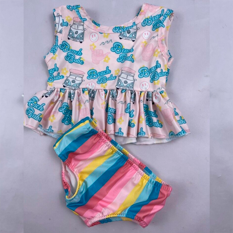 Qingli OEM swimwear manufacturer custom Swimming ring dot swimsuits bikini sets swimsuit baby 12 year old girl swimsuit