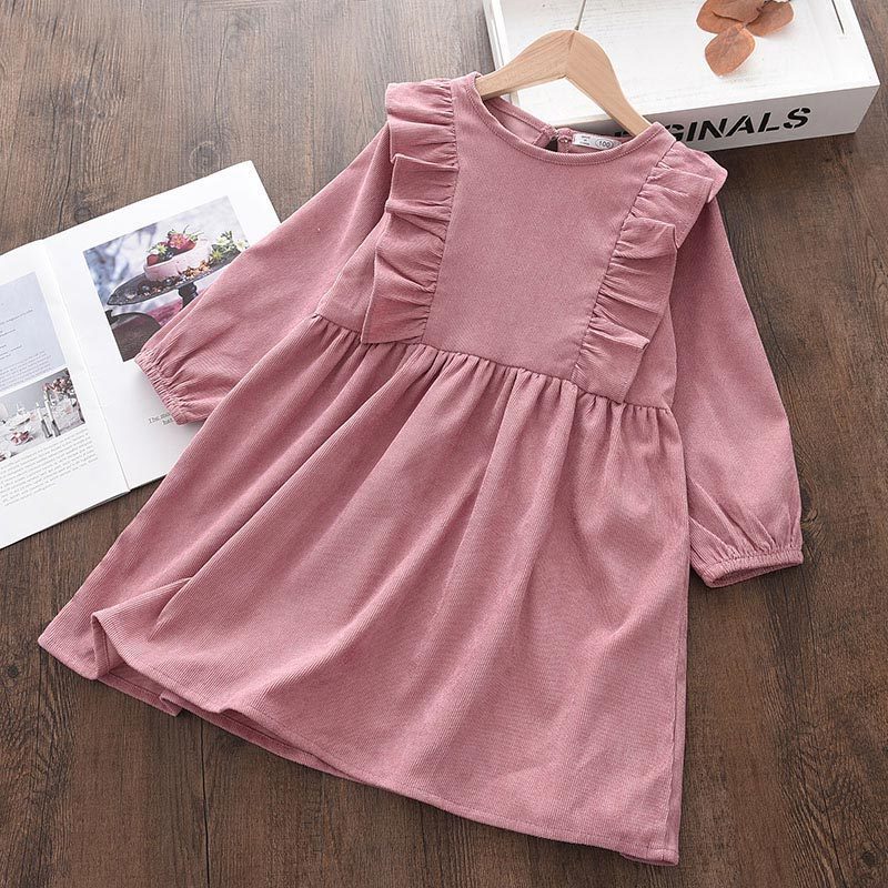 Casual Girls Dresses Fashion Kids Clothes Girl Long Sleeve Dress Children Princess Dresses Baby Girls Clothing Outfits