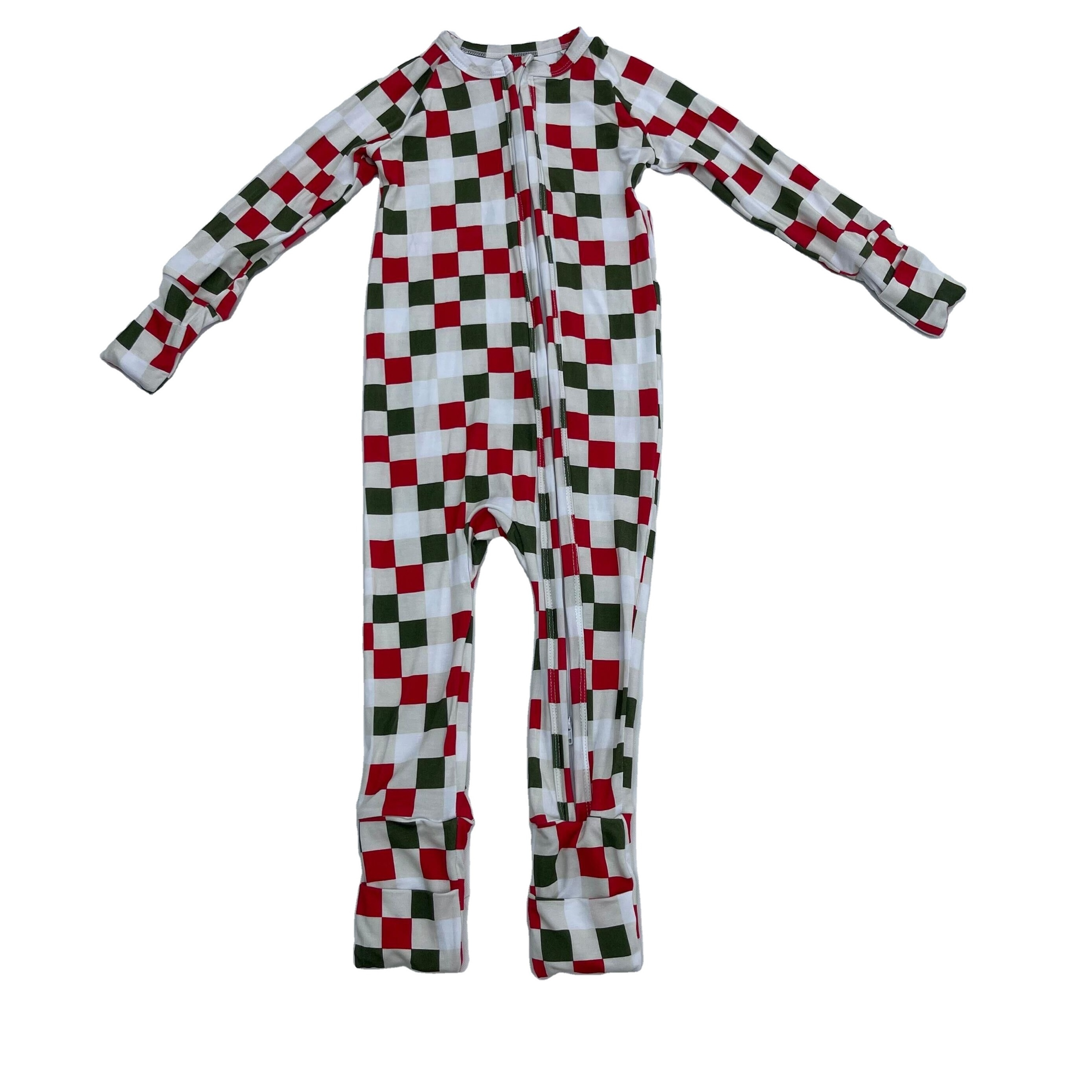 Qingli OEM Santa Claus Print Toddler Baby zippy Romper pajamas