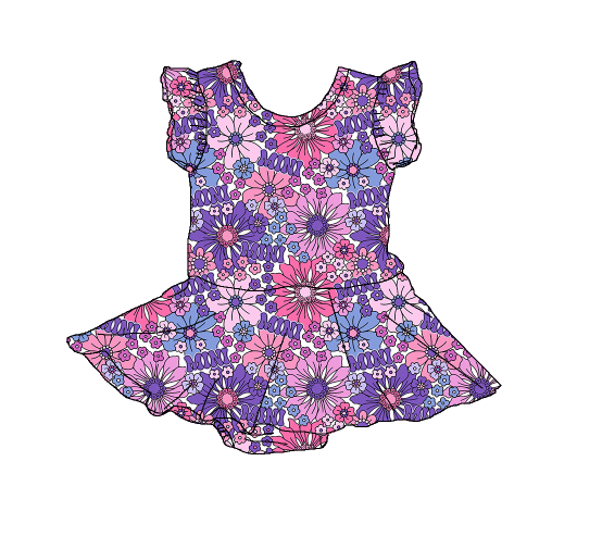 2 year old baby girl dress purple floral printing baby girl frock party dress dress for baby girl 1 year