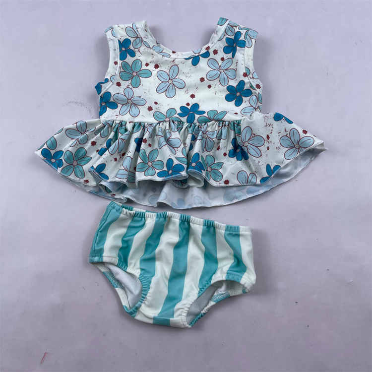 Qingli OEM swimwear manufacturer custom Swimming ring dot swimsuits bikini sets swimsuit baby 12 year old girl swimsuit