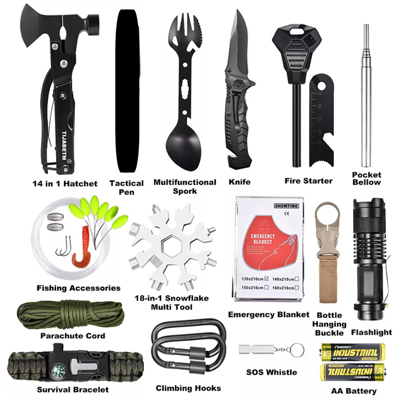 Gifts for Men Gadget Tactical First Aid Supplies Tool Kit for Outdoor, Survival Gear and Snowflake Kit 30 in 1