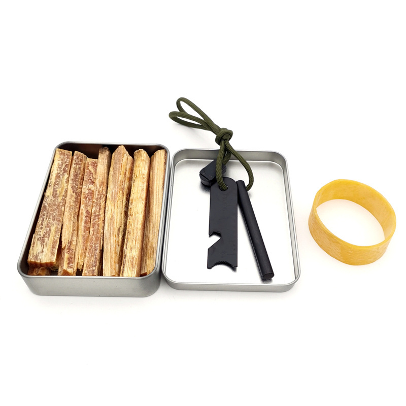 Survival Hike Camping Fire Steel Emergency Kit with Fatwood Sticks Striker