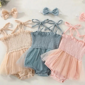 Tie strap smocked romper Tutu skirted Summer Romper Cake Smash Dress Milestone Picture outfit Special Occasion Baby Romper