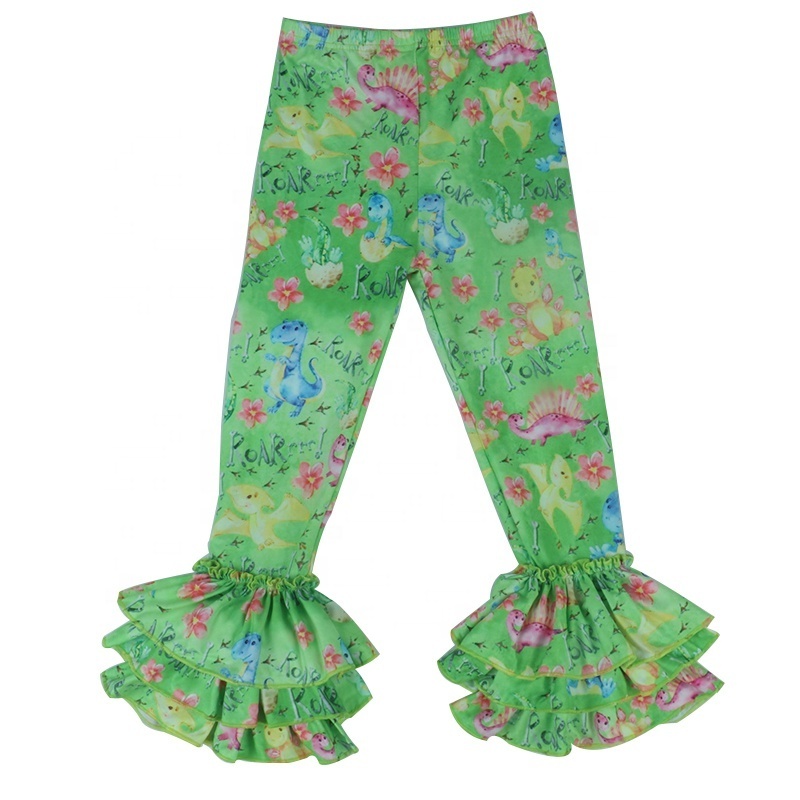 children clothes High waist triple ruffle bell pants floral milk silk bottom 6 year baby girl winter trousers pants