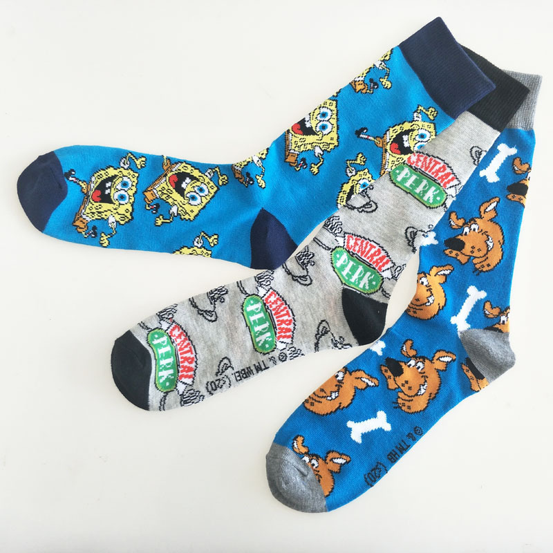 Fashion creative socks long large size men cartoon socks happy funny male socks