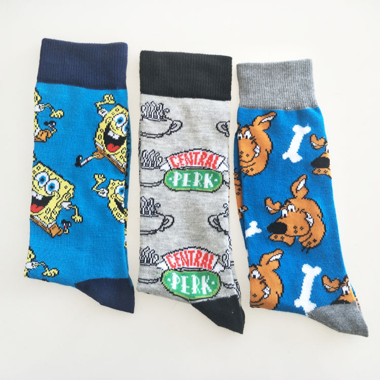 Fashion creative socks long large size men cartoon socks happy funny male socks