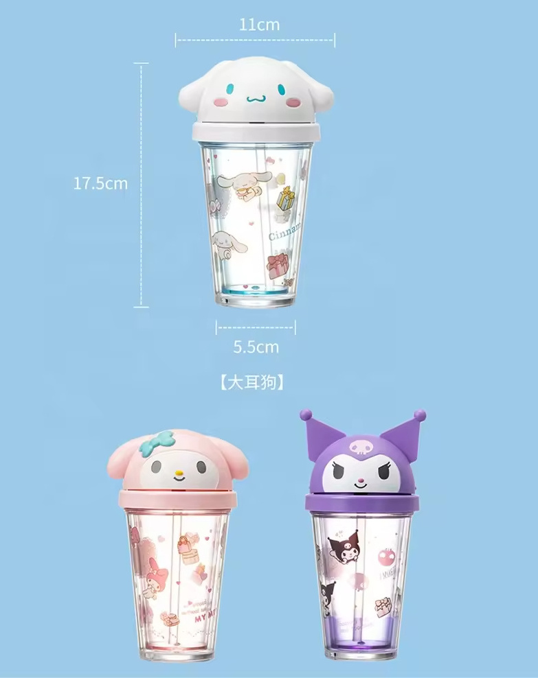 Kids Portable Lovely Sanrio Water Cup Small Capacity Cute Cups With Silicone Straw And Topper For Children