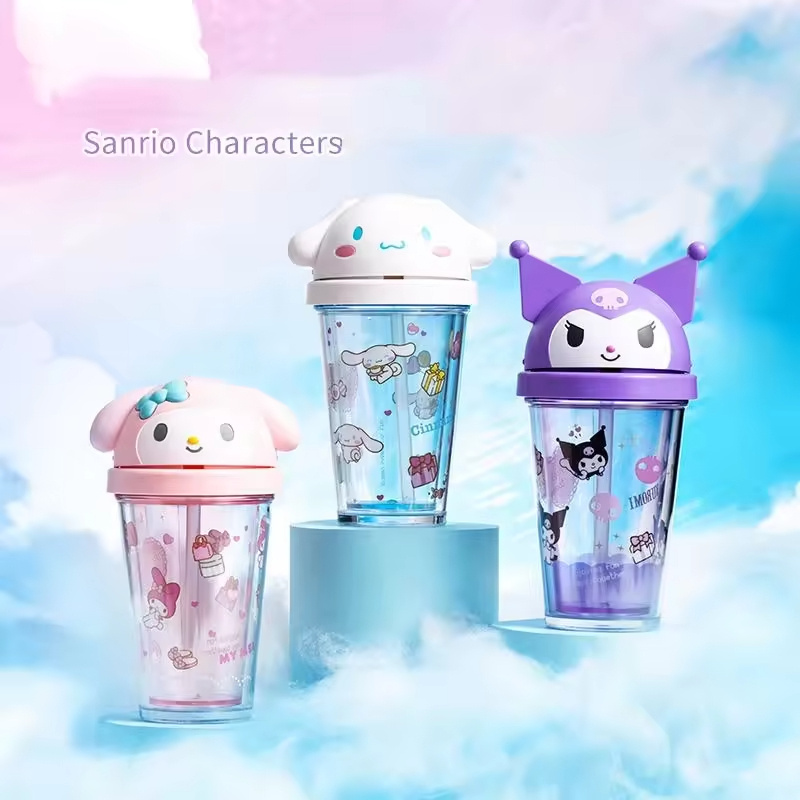 Kids Portable Lovely Sanrio Water Cup Small Capacity Cute Cups With Silicone Straw And Topper For Children