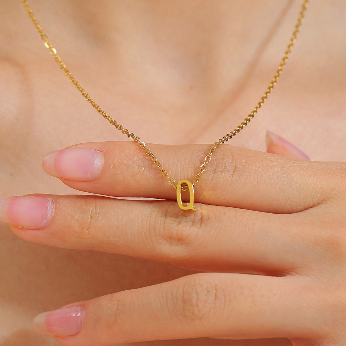 Custom DIY Jewelry Stainless Steel 18K Gold Plated Necklace Women Dainty Charm Initial Letter Alphabet Pendants Necklace