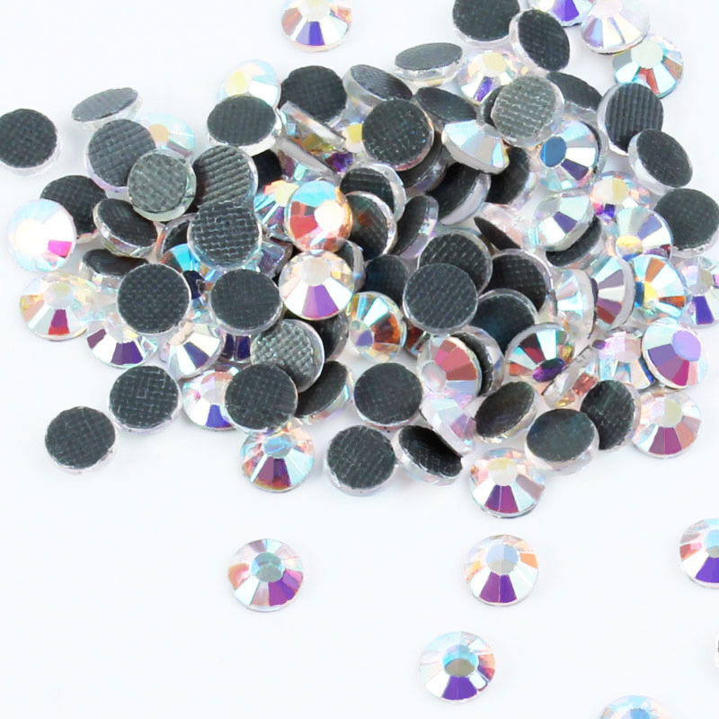 High Quality 3d Ab Dmc Crystal Strass Flat Back Hotfix Glass Rhinestones With Glue Bulk