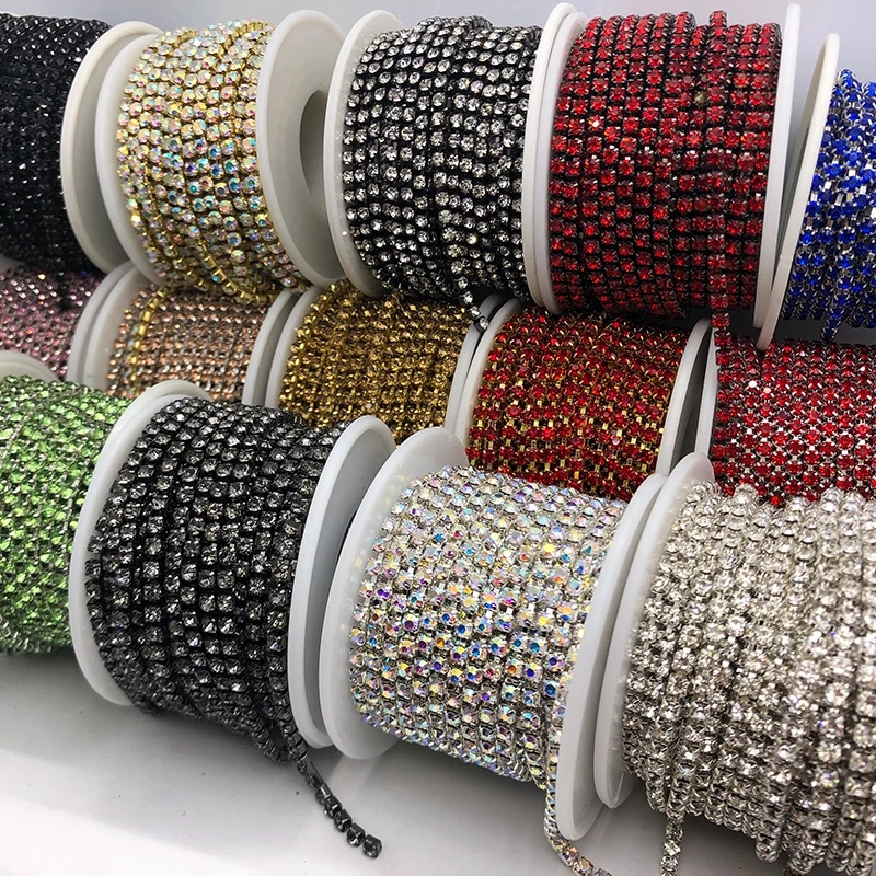 10Yards Rhinestone Claw Chain Glitter Crystal Strass Trim Glue On DIY Rhinestone Chain For Garment Accessories Decorations