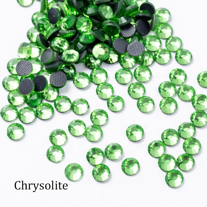 SS6-SS20 DMC Hotfix Rhinestones Iron On Crystal Glass Strass Flatback Chrysolite Hot fix Rhinestone For Garment