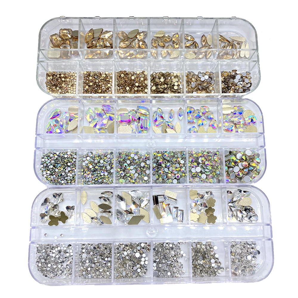 Colorful Crystal Nail Art Rhinestones Glass Nail Stones Shiny Flatback Rhinestone for Nails 3D DIY Decoration