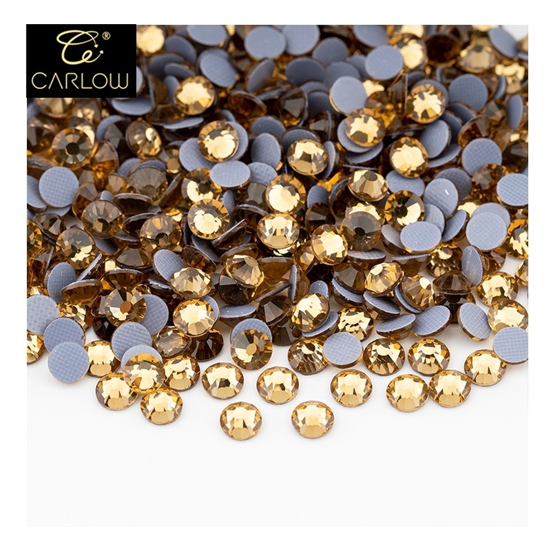 CARLOW Light Colorado Topaz SS6-SS30 Glass Hot Fix Rhinestone Flat back Iron On Stone For  Nail Fabric Clothes Decoration